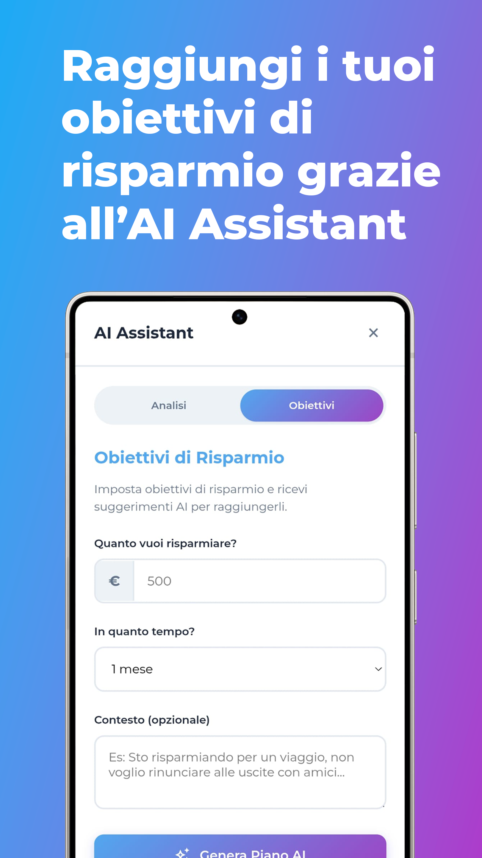 AI Assistant con analisi personalizzata delle spese
